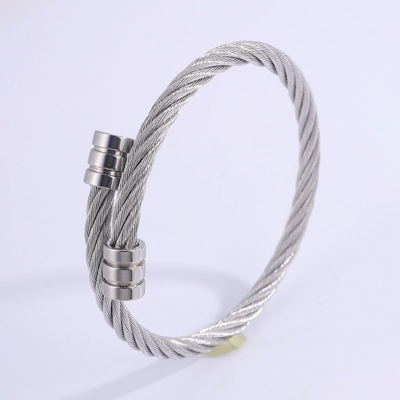 Unisex Jewelry Fashion hot selling titanium steel wire bracelets, trendy retro personality stainless steel winding geometric bracelets_ipsvogv.com