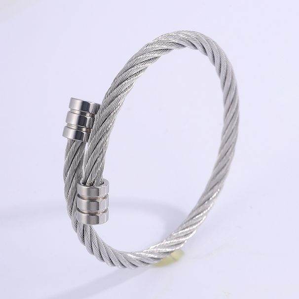 Unisex Jewelry Fashion hot selling titanium steel wire bracelets, trendy retro personality stainless steel winding geometric bracelets_ipsvogv.com