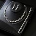 2025 Jewelry Korean Style Fashion Bride Accessories Silver Inlaid Necklace Earrings Bracelet Ring Four-Piece Set_ipsvogv.com