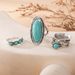 New Combination Bohemian Feather Large Turquoise 3-piece Set Ring_ipsvogv.com