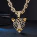 Zinc Alloy Oil Drip Point Drill Leopard Head Personality Street Fashion Men And Women High-end Cuban Chain Pendant_ipsvogv.com