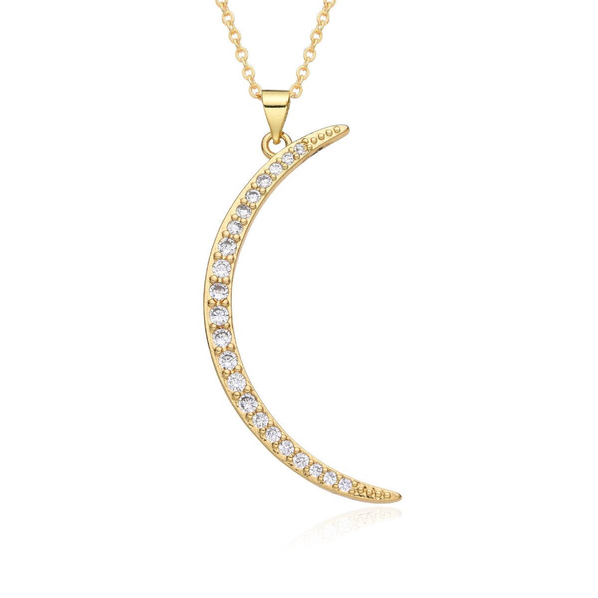 Light Luxury Copper Plated Colored Zircon Moon Love Pendant Necklace Female Niche Internet Celebrity Versatile Necklace_ipsvogv.com