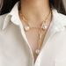 Simple hollow rectangular with adjustable pearl brooch women's necklace collarbone chain F2560_ipsvogv.com