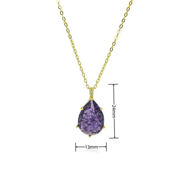 Zodiac Birthstone Necklace - 12 Colored Gemstone Drip Pendant, Plated Clavicle Chain, Personalized Astrology Jewelry Gift_ipsvogv.com