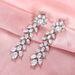 Cao Shi's Diamond Leaf Tassel Earrings and Ins Style Long Grain Zircon Earrings Romantic Wedding Jewelry_ipsvogv.com