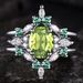 Yiwu Sanjie New Women's Three Piece Set Ring With Olive Green Zircon Set, Wedding And Engagement Jewelry_ipsvogv.com