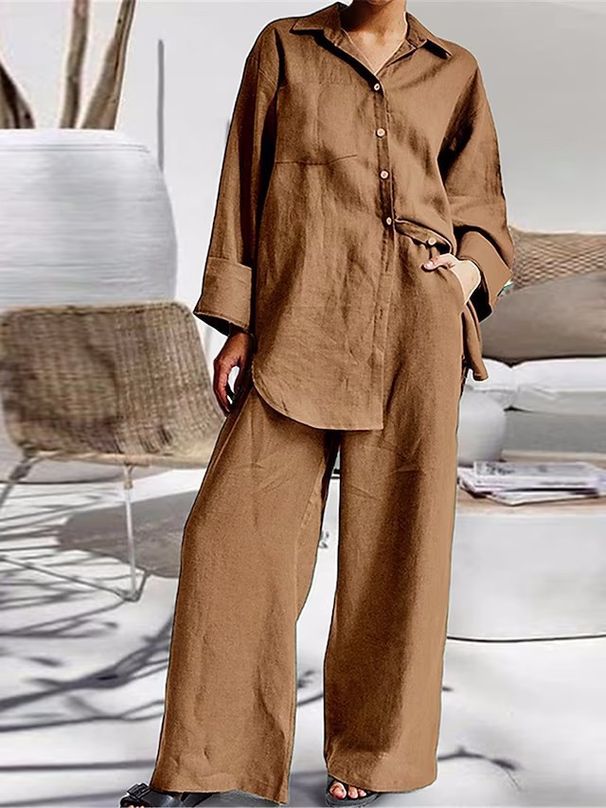 Women's Clothing nine quarter sleeve shirt loose pants two piece suit_ipsvogv.com