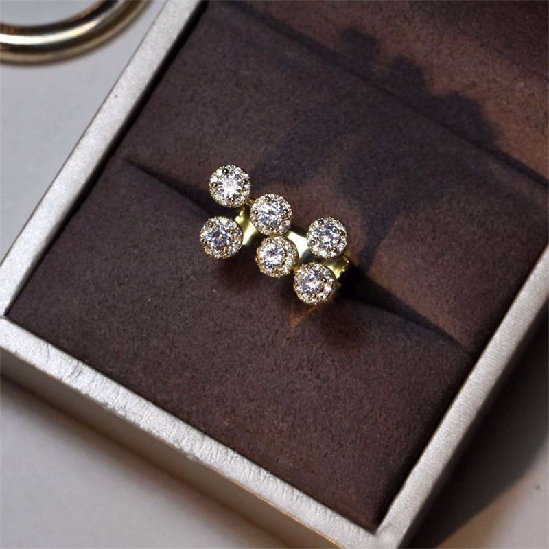 ins Design Niche Style Coldness High-end Fashionable Versatile Flower Full Diamond Exquisite Zircon Ring Women's Opening_ipsvogv.com