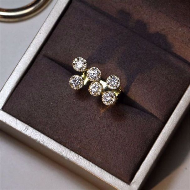 ins Design Niche Style Coldness High-end Fashionable Versatile Flower Full Diamond Exquisite Zircon Ring Women's Opening_ipsvogv.com