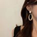 Women's earrings needle earrings for women European and American high-end long geometric oval earrings matte frosted fashionable ear jewelry trend_ipsvogv.com