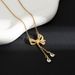 Tassel bow, zircon, small water droplets, titanium steel necklace, versatile for women, new trendy and niche design,_ipsvogv.com
