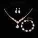 Women’s Jewelry Set Fashion New Fashionable Gold Rose Gold Three Piece Set Zircon Necklace Earrings Bracelet Bridal Set Jewelry_ipsvogv.com