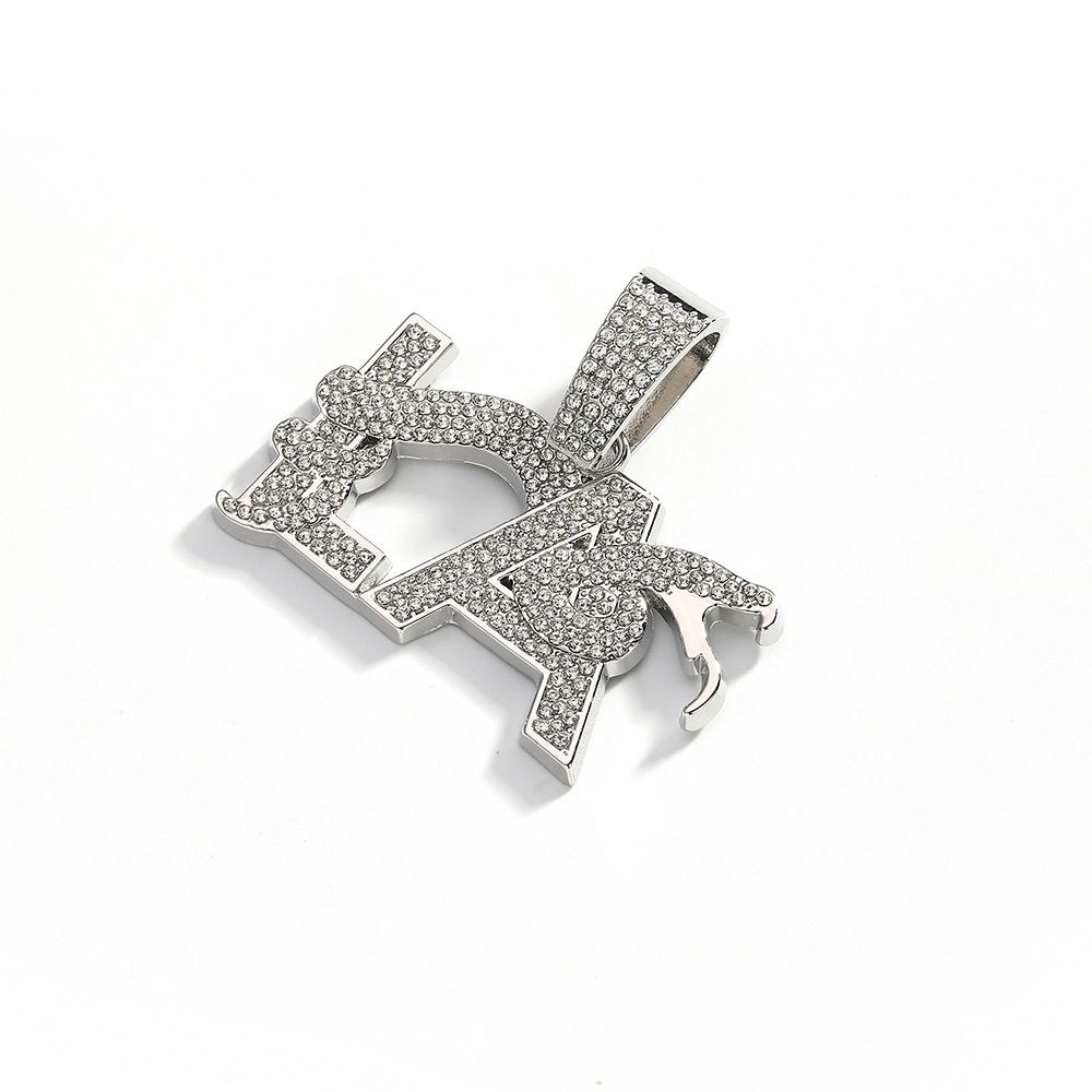 New Product Full Diamond Letter LA Plate Snake Shaped Personalized Pendant Fashion Logo Cuban Chain Necklace Jewelry_ipsvogv.com