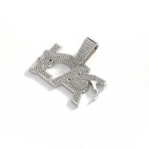 New Product Full Diamond Letter LA Plate Snake Shaped Personalized Pendant Fashion Logo Cuban Chain Necklace Jewelry_ipsvogv.com