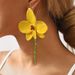 E12865 Fashion Vacation Style Enamel Petal ZA Exaggerated Drip Oil Metal Large Flower Earrings Female_ipsvogv.com