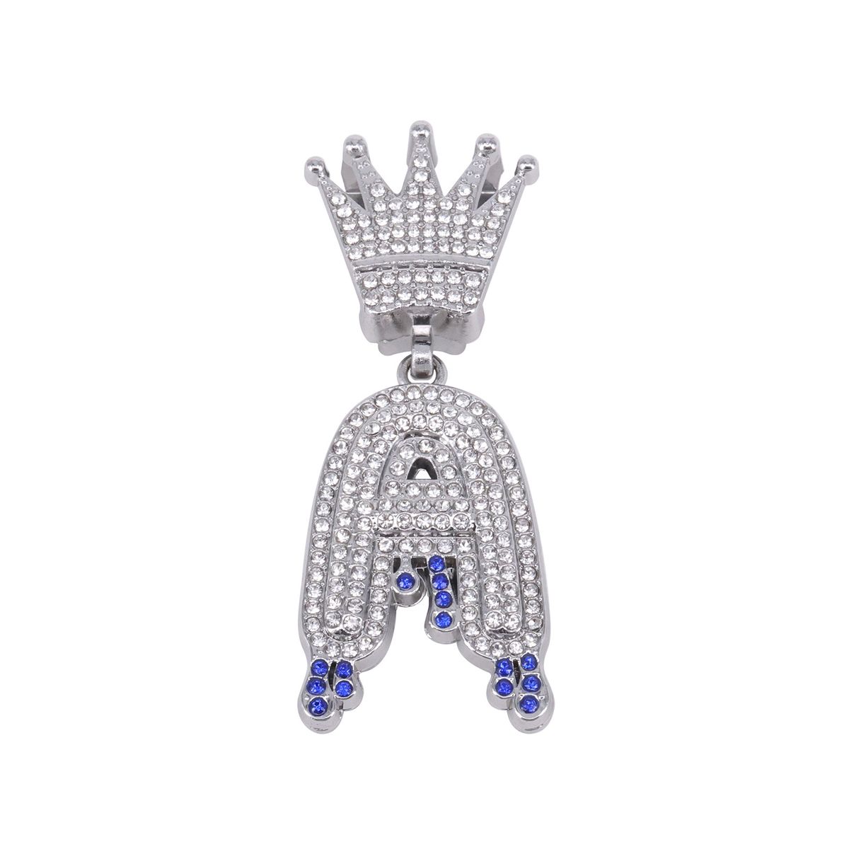 Unisex Crown Letter A Diamond Gold Pendant Men's Cool Personality Jewelry Street Cuban Chain_ipsvogv.com