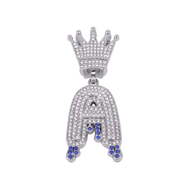 Unisex Crown Letter A Diamond Gold Pendant Men's Cool Personality Jewelry Street Cuban Chain_ipsvogv.com