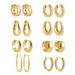 Gold Retro Simple Geometric Twist Round Stacked Light Earrings Ear Jewelry_ipsvogv.com