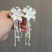 Exaggerated Personality Fashion White Flower Pearl Long Tassel Earrings Exquisite Light Luxury Atmosphere Banquet Unique Earrings_ipsvogv.com