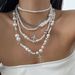pearl Bead Necklace Choker Cool Style Hip-hop Rivet Cross Accessory_ipsvogv.com