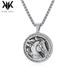 Retro animal horse head titanium steel necklace personality trendy men's literary jewelry clothing model wear accessories_ipsvogv.com