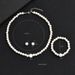 Pearl Jewelry Women Necklace Earrings Bracelet Three-Piece Set Gift For Mom Beautiful Wedding Photo Accessories_ipsvogv.com