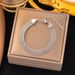 Titanium Steel Non Fading Wide Woven Metal With Women's Mesh Strap Bracelet_ipsvogv.com