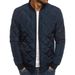 Men's Clothing Diamond Plaid Men's Padded Jacket Stand Collar Short Cotton Coat Menswear_ipsvogv.com