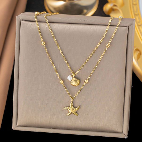 2025 New Starfish Shell Necklace, Female Niche Design, Internet Celebrity Ins, Cool Style Collarbone Chain_ipsvogv.com