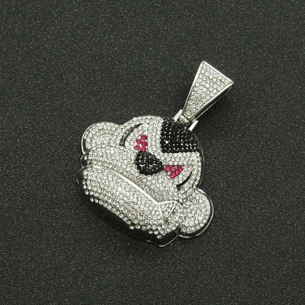 Hip hop full diamond three-dimensional monkey pendant necklace trendy, domineering, cool Cuban chain street dance_ipsvogv.com