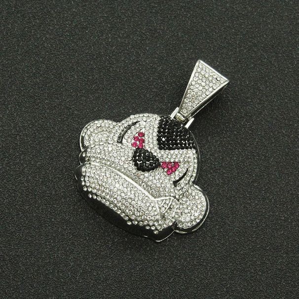 Hip hop full diamond three-dimensional monkey pendant necklace trendy, domineering, cool Cuban chain street dance_ipsvogv.com