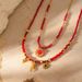 Bohemian Red Stone Beaded Necklace - Gold Plated Clavicle Chain Jewelry For Women & Girls_ipsvogv.com