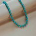 European and American cross-border new creative personality retro niche design turquoise titanium steel beaded woven necklace_ipsvogv.com