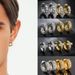 Unisex hip hop full diamond big ear buckle men's geometric round zircon earrings cross rivet trend earrings_ipsvogv.com