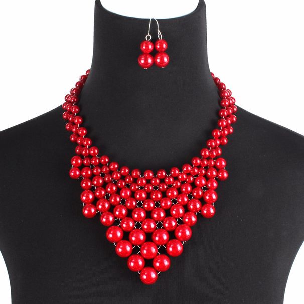 Jewelry straight pearl woven Collar necklace with multiple layers of collarbone chain 9580_ipsvogv.com