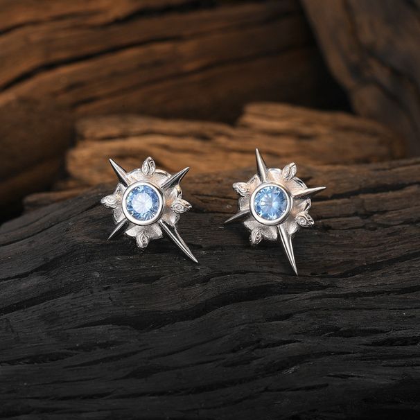 Eight Pointed Star Men's Trendy Blue, High-end, Simple And Versatile Earrings, Women's Hip-hop Personalized,_ipsvogv.com