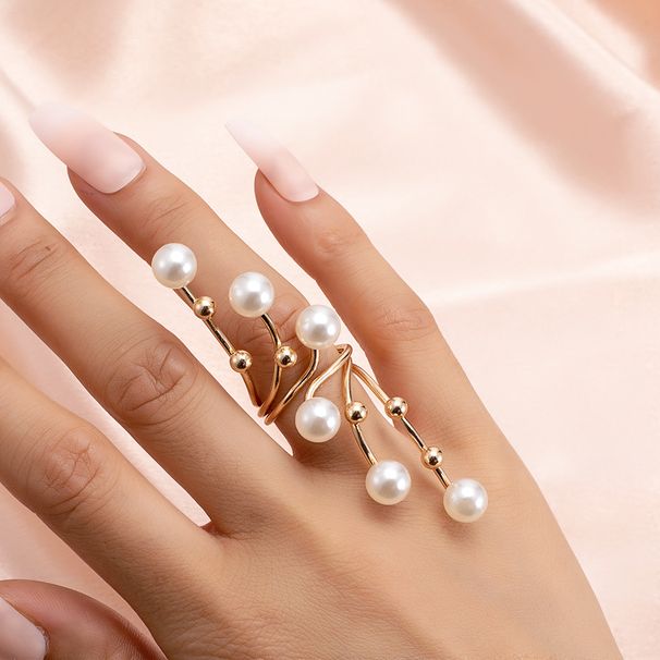 Korean Version Of Ins Design, Diamond Studded, Geometric Exaggeration, Large Pearls, Irregular Opening Index Finger_ipsvogv.com