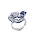 Light luxury fan shaped inlaid cultivated emerald ring S925 silver inlaid cultivated colored gemstone open ring exaggerated_ipsvogv.com