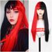 wig female long straight hair air bangs two color yin and yang head Halloween cos chemical fiber wig set_ipsvogv.com