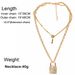 Jewelry Creative Gold Diamond Set Key Lock Pendant Double layer Necklace for Women 12850_ipsvogv.com
