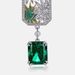 Geometric Emerald Green High Carbon Diamond Earrings S925 Silver Colored Gem Light Luxury Earrings Retro All Match_ipsvogv.com