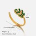 Women’s Jewelry Set Fashion Popular Leaf Diamond Stainless Steel Ring Niche Design Green Diamond Adjustable Ring_ipsvogv.com
