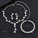 Pearl Gold And White Necklace, Earrings, Bracelet Jewelry Set For Wedding, Annual Meeting, Banquet, Dress_ipsvogv.com