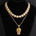 Cuban Chain Zinc Alloy Lion Pendant Men's Trendy Ins Hip Hop Style High Street Versatile Stacked Necklace Set_ipsvogv.com