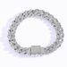 Alloy 12mm Single Row Full Diamond Men's Flip Clasp Hip Hop Cuban Chain Bracelet_ipsvogv.com