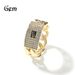 Men's Jewelry High End Personality Fashion Geometric Zircon Ring 14K Gold Full Diamond Cuban Chain Design Sense Ring Trend_ipsvogv.com