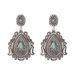 E12733 vintage artistic carved antique silver with Bohemian ethnic style inlaid turquoise earrings_ipsvogv.com