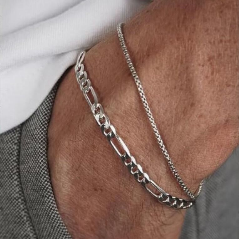 Hip Hop Layered Stainless Steel Flat Unisex Personality Rust-Free Cuban Chain Bracelet_ipsvogv.com