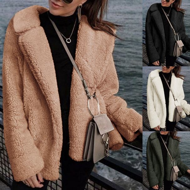 Women's Clothing Fashion Suit Collar Plush Jacket Top Women's Fur Coat Autumn and Winter New Artificial Fur Women_ipsvogv.com