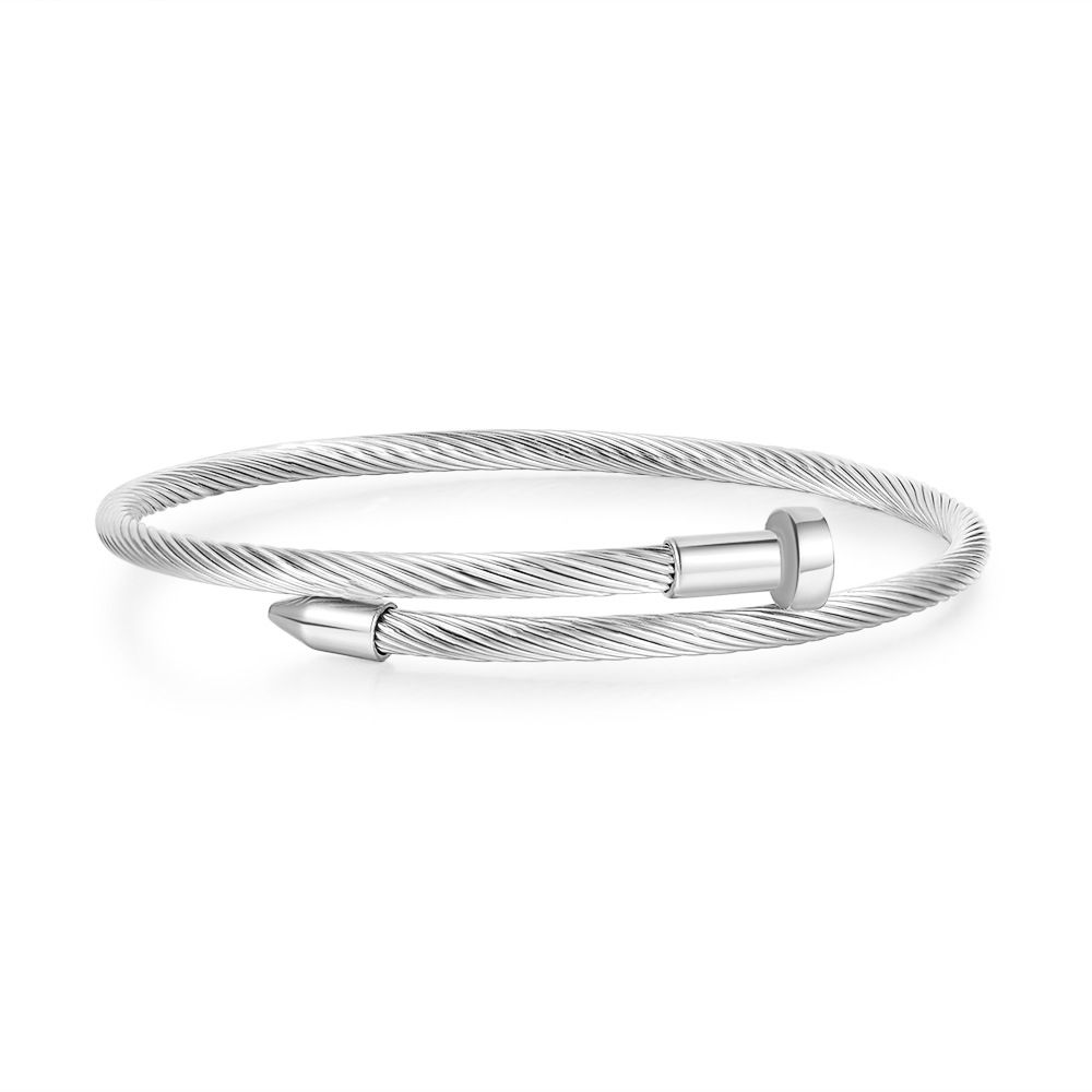 Stainless Steel Wire Rope Bracelet Nail Spiral Adjustable Open Bracelet Titanium Steel Nail Bracelet_ipsvogv.com